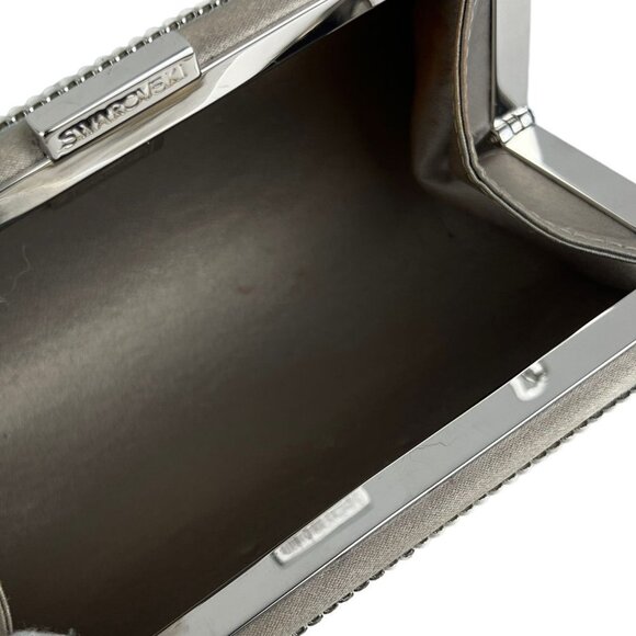 SWAROVSKI Authentic Silver Crystal Evening Bag Clutch Silk Lining Retired Rare - Picture 12 of 16